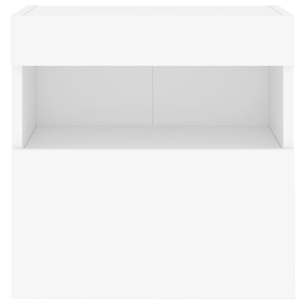 Mobili TV a Parete con Luci LED 2pz Bianchi 40x30x40 cm