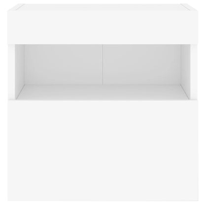 Mobili TV a Parete con Luci LED 2pz Bianchi 40x30x40 cm