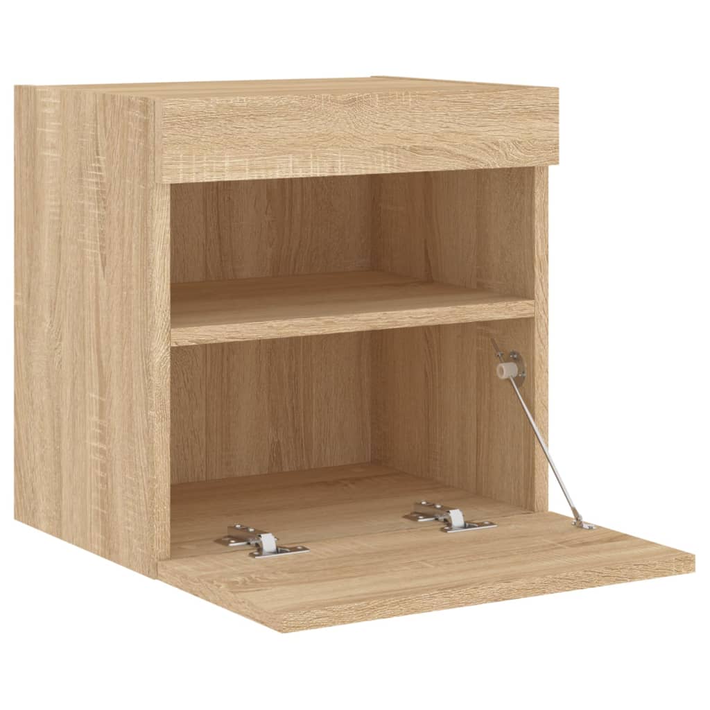 Mobili TV a Parete con Luci LED 2pz Rovere Sonoma 40x30x40 cm