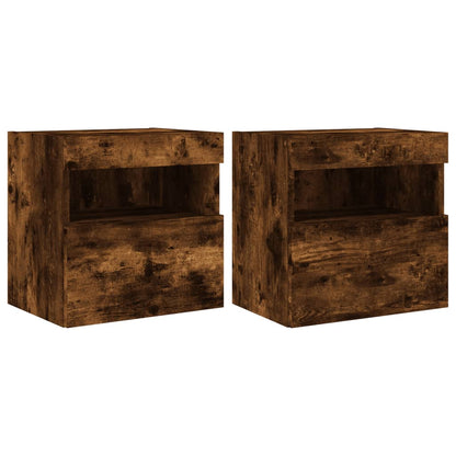 Mobili TV a Parete con Luci LED 2pz Rovere Fumo 40x30x40 cm | homemem39