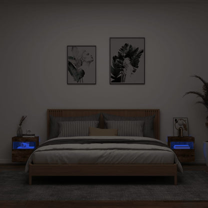 Mobili TV a Parete con Luci LED 2pz Rovere Fumo 40x30x40 cm | homemem39