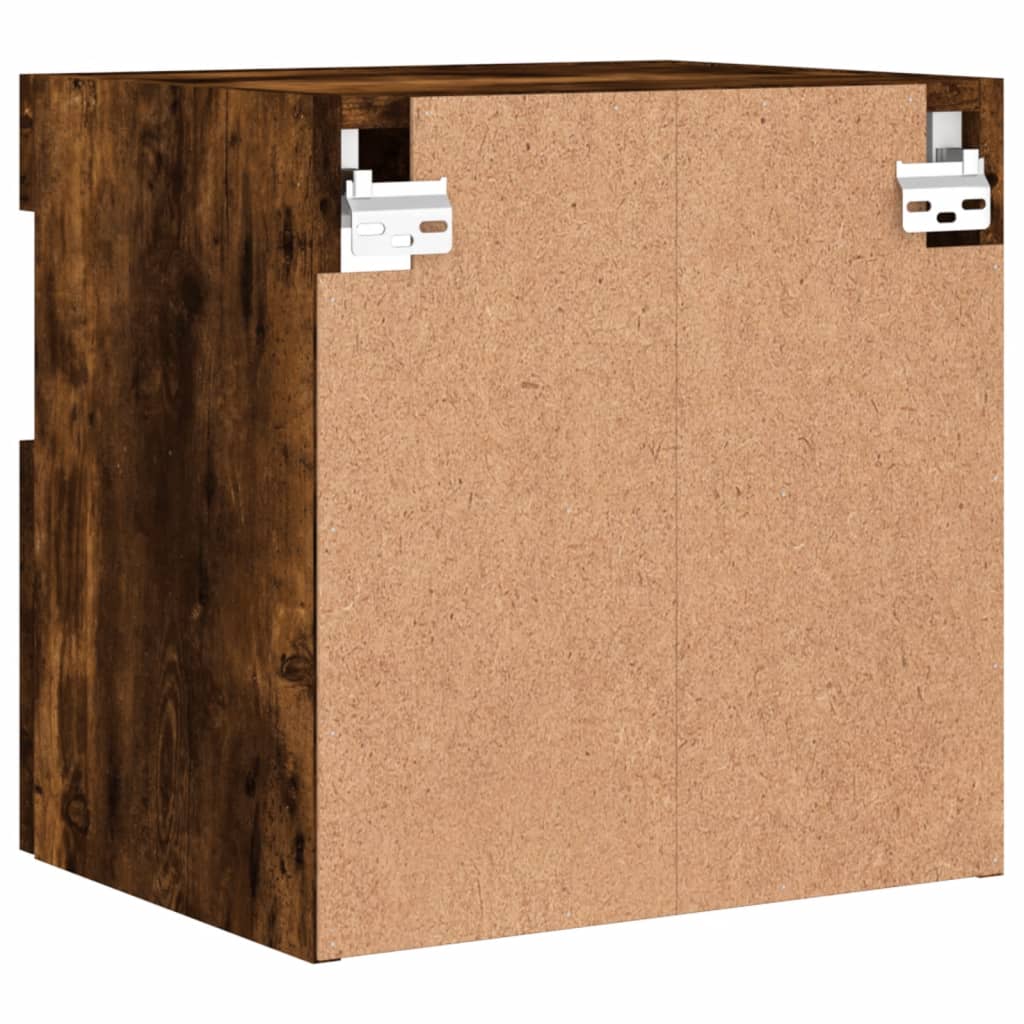 Mobili TV a Parete con Luci LED 2pz Rovere Fumo 40x30x40 cm