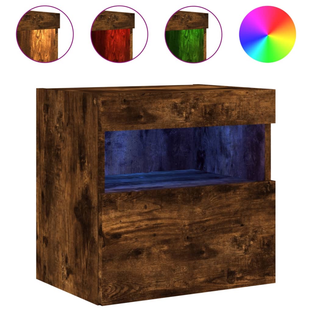 Mobili TV a Parete con Luci LED 2pz Rovere Fumo 40x30x40 cm | homemem39