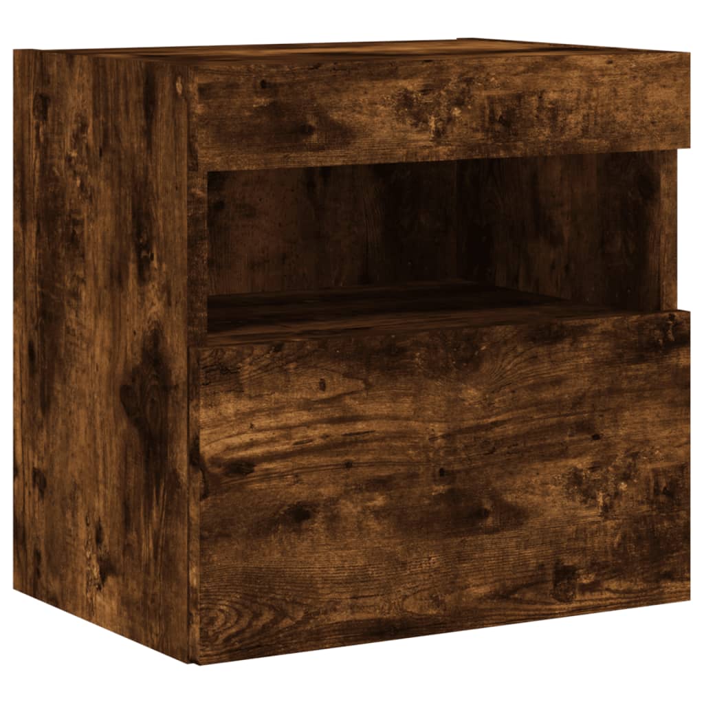Mobili TV a Parete con Luci LED 2pz Rovere Fumo 40x30x40 cm | homemem39