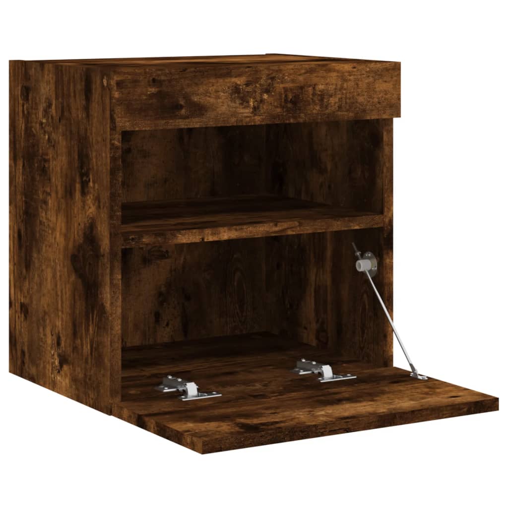 Mobili TV a Parete con Luci LED 2pz Rovere Fumo 40x30x40 cm | homemem39