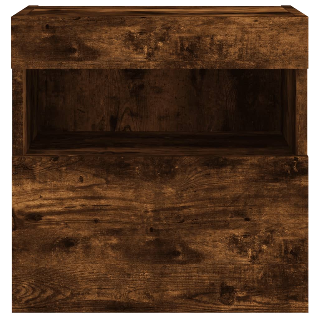 Mobili TV a Parete con Luci LED 2pz Rovere Fumo 40x30x40 cm | homemem39