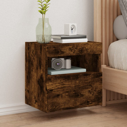 Mobili TV a Parete con Luci LED 2pz Rovere Fumo 40x30x40 cm | homemem39