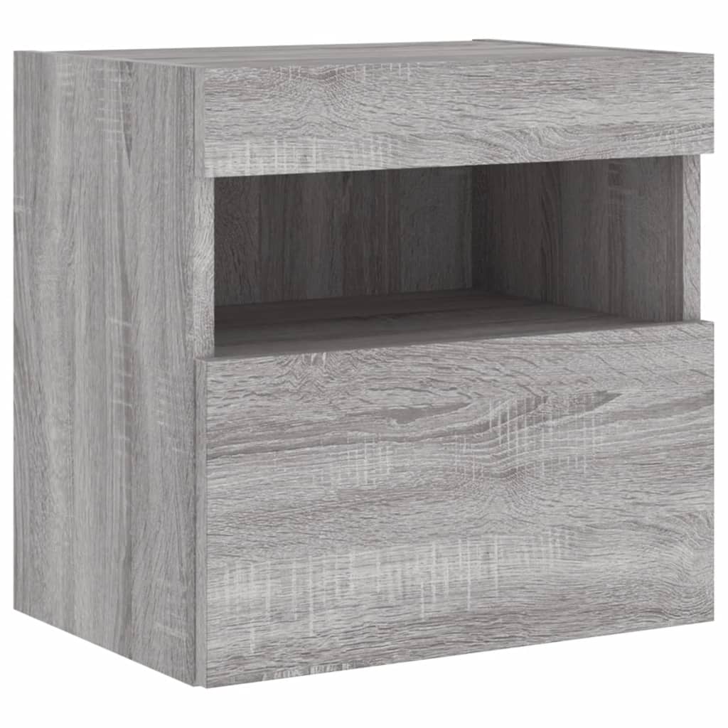 Mobile TV a Parete con Luci LED Grigio Sonoma 40x30x40 cm | homemem39