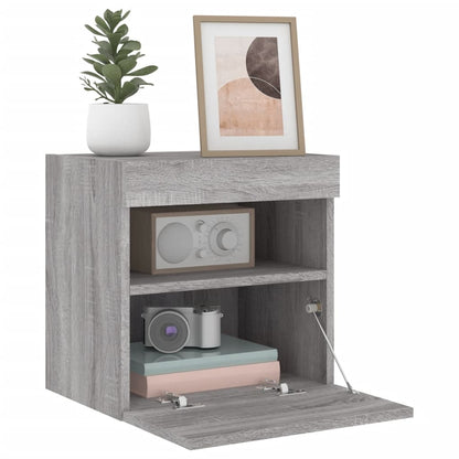 Mobile TV a Parete con Luci LED Grigio Sonoma 40x30x40 cm | homemem39