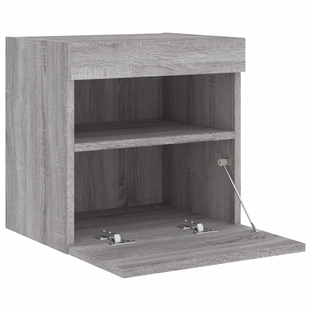 Mobile TV a Parete con Luci LED Grigio Sonoma 40x30x40 cm | homemem39