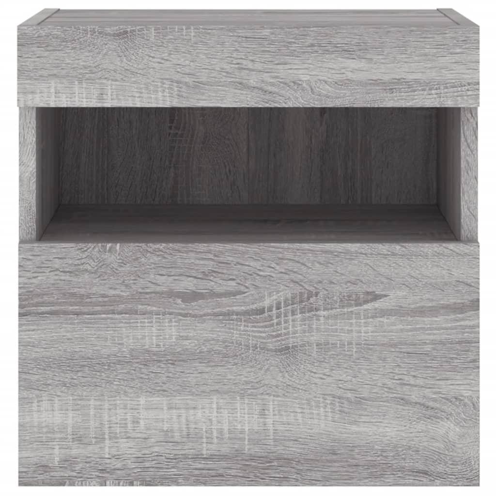 Mobile TV a Parete con Luci LED Grigio Sonoma 40x30x40 cm | homemem39