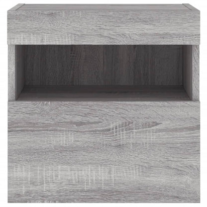 Mobile TV a Parete con Luci LED Grigio Sonoma 40x30x40 cm | homemem39