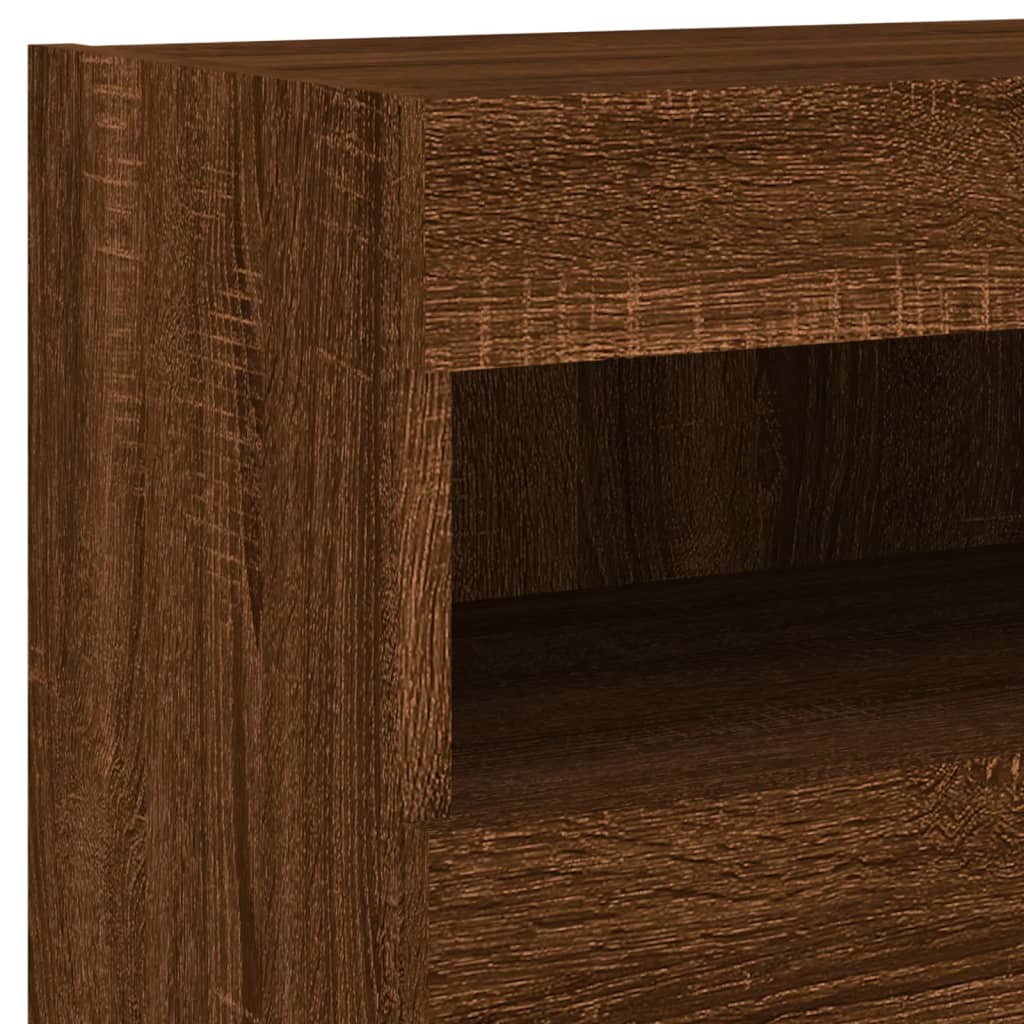 Mobile TV a Parete con Luci LED Rovere Marrone 40x30x40 cm