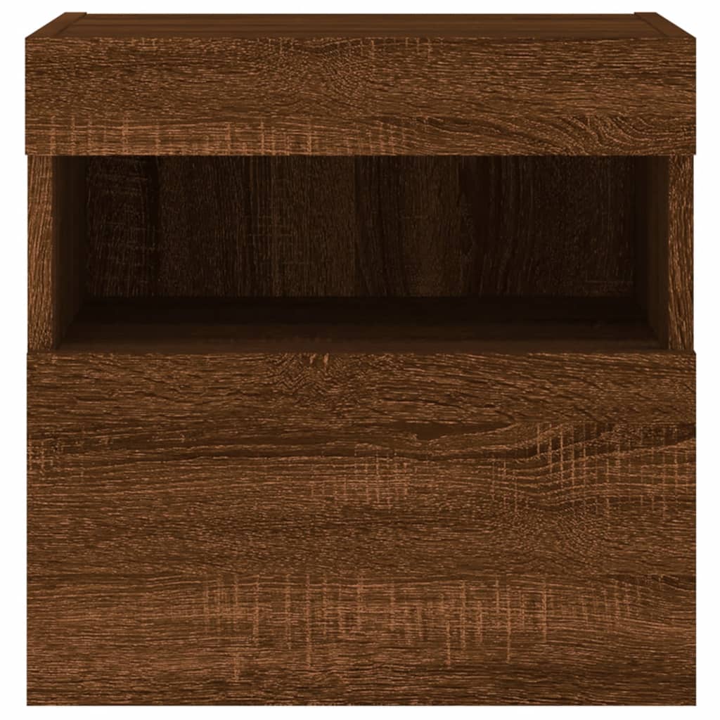 Mobile TV a Parete con Luci LED Rovere Marrone 40x30x40 cm