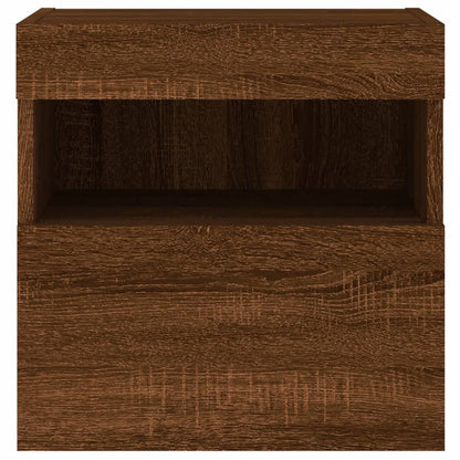 Mobile TV a Parete con Luci LED Rovere Marrone 40x30x40 cm