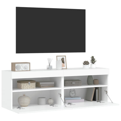 Mobili TV a Parete con Luci LED 2pz Bianchi 60x30x40 cm - homemem39