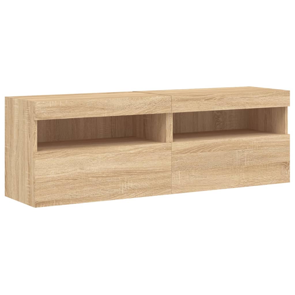 Mobili TV a Parete con Luci LED 2pz Rovere Sonoma 60x30x40 cm | homemem39