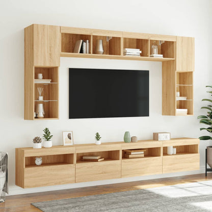 Mobili TV a Parete con Luci LED 2pz Rovere Sonoma 60x30x40 cm | homemem39