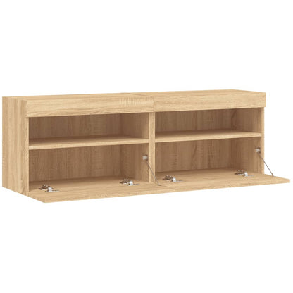 Mobili TV a Parete con Luci LED 2pz Rovere Sonoma 60x30x40 cm | homemem39