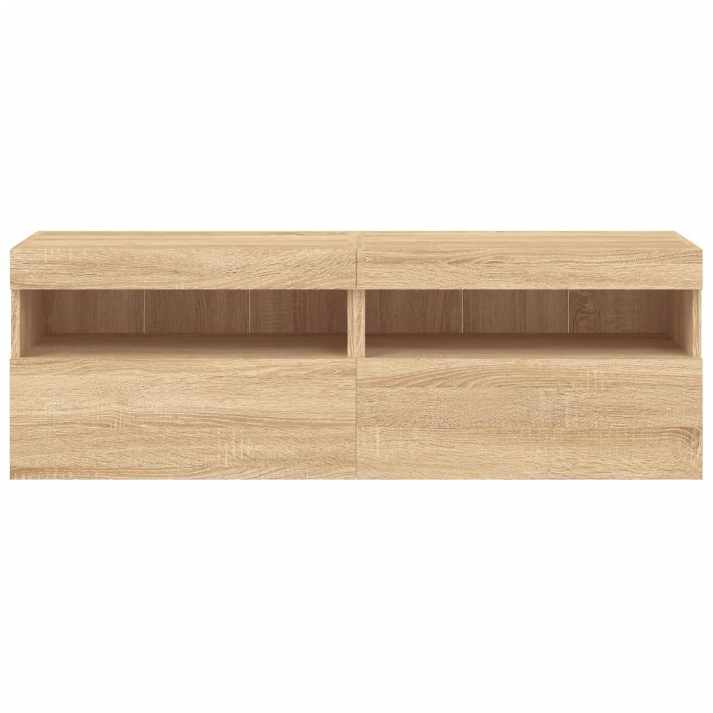 Mobili TV a Parete con Luci LED 2pz Rovere Sonoma 60x30x40 cm | homemem39