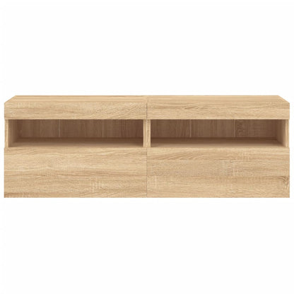 Mobili TV a Parete con Luci LED 2pz Rovere Sonoma 60x30x40 cm | homemem39
