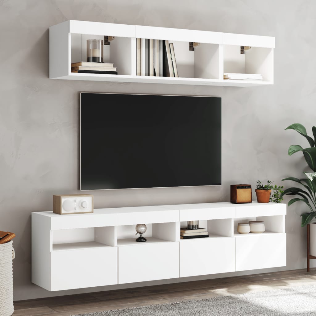 Mobile TV a Parete con Luci LED Bianco 80x30x40 cm - homemem39