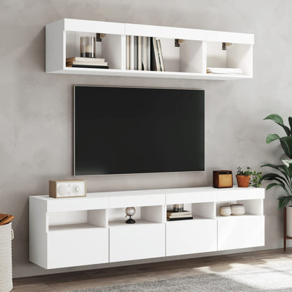 Mobile TV a Parete con Luci LED Bianco 80x30x40 cm - homemem39