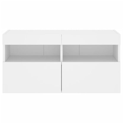 Mobile TV a Parete con Luci LED Bianco 80x30x40 cm