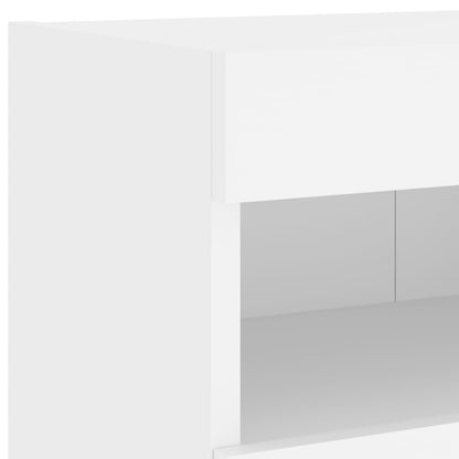 Mobili TV a Parete con Luci LED 2pz Bianchi 80x30x40 cm