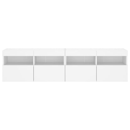 Mobili TV a Parete con Luci LED 2pz Bianchi 80x30x40 cm