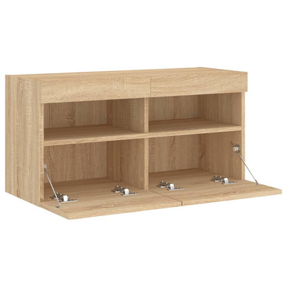 Mobile TV a Parete con Luci LED Rovere Sonoma 80x30x40 cm | homemem39
