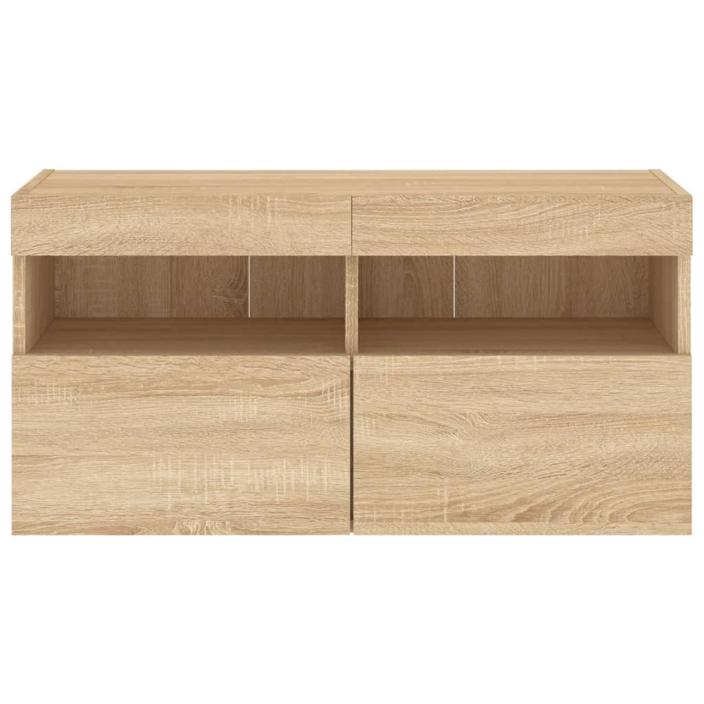 Mobile TV a Parete con Luci LED Rovere Sonoma 80x30x40 cm | homemem39