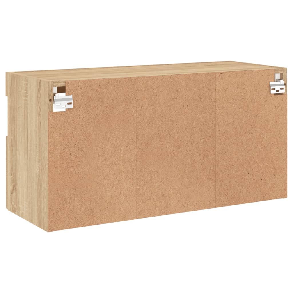 Mobile TV a Parete con Luci LED Rovere Sonoma 80x30x40 cm | homemem39