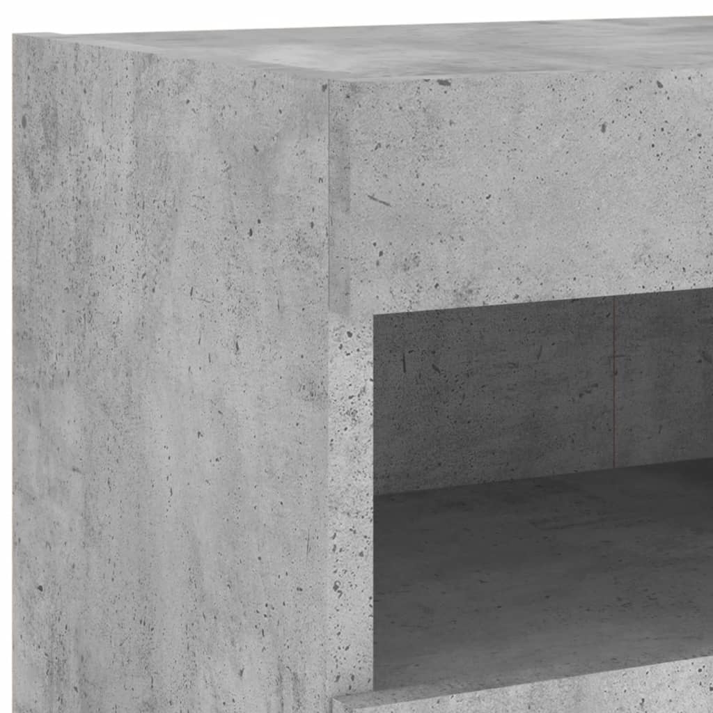 Mobile TV a Parete con Luci LED Grigio Cemento 80x30x40 cm