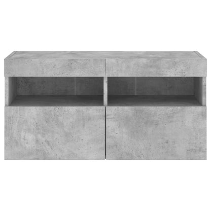Mobile TV a Parete con Luci LED Grigio Cemento 80x30x40 cm