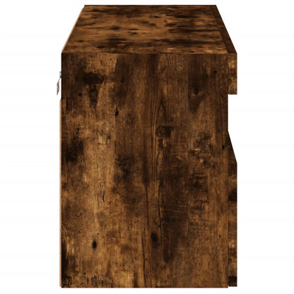 Mobile TV a Parete con Luci LED Rovere Fumo 80x30x40 cm | homemem39