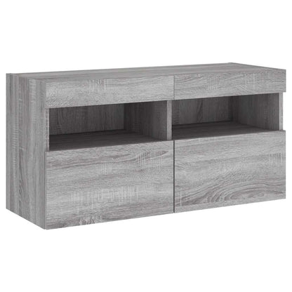 Mobile TV a Parete con Luci LED Grigio Sonoma 80x30x40 cm