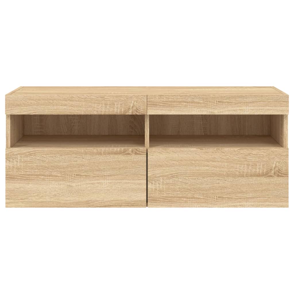 Mobile TV a Parete con Luci LED Rovere Sonoma 100x30x40 cm | homemem39