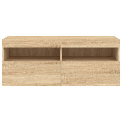 Mobile TV a Parete con Luci LED Rovere Sonoma 100x30x40 cm | homemem39