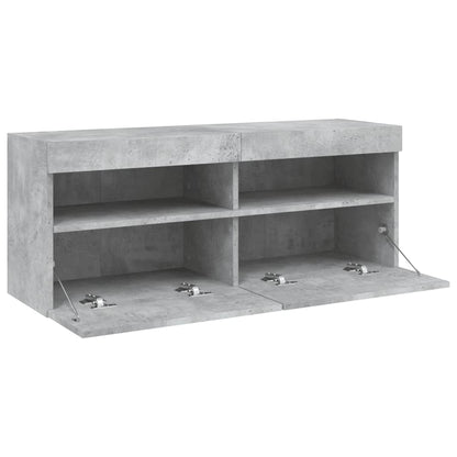 Mobile TV a Parete con Luci LED Grigio Cemento 100x30x40 cm | homemem39
