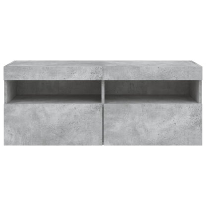 Mobile TV a Parete con Luci LED Grigio Cemento 100x30x40 cm | homemem39