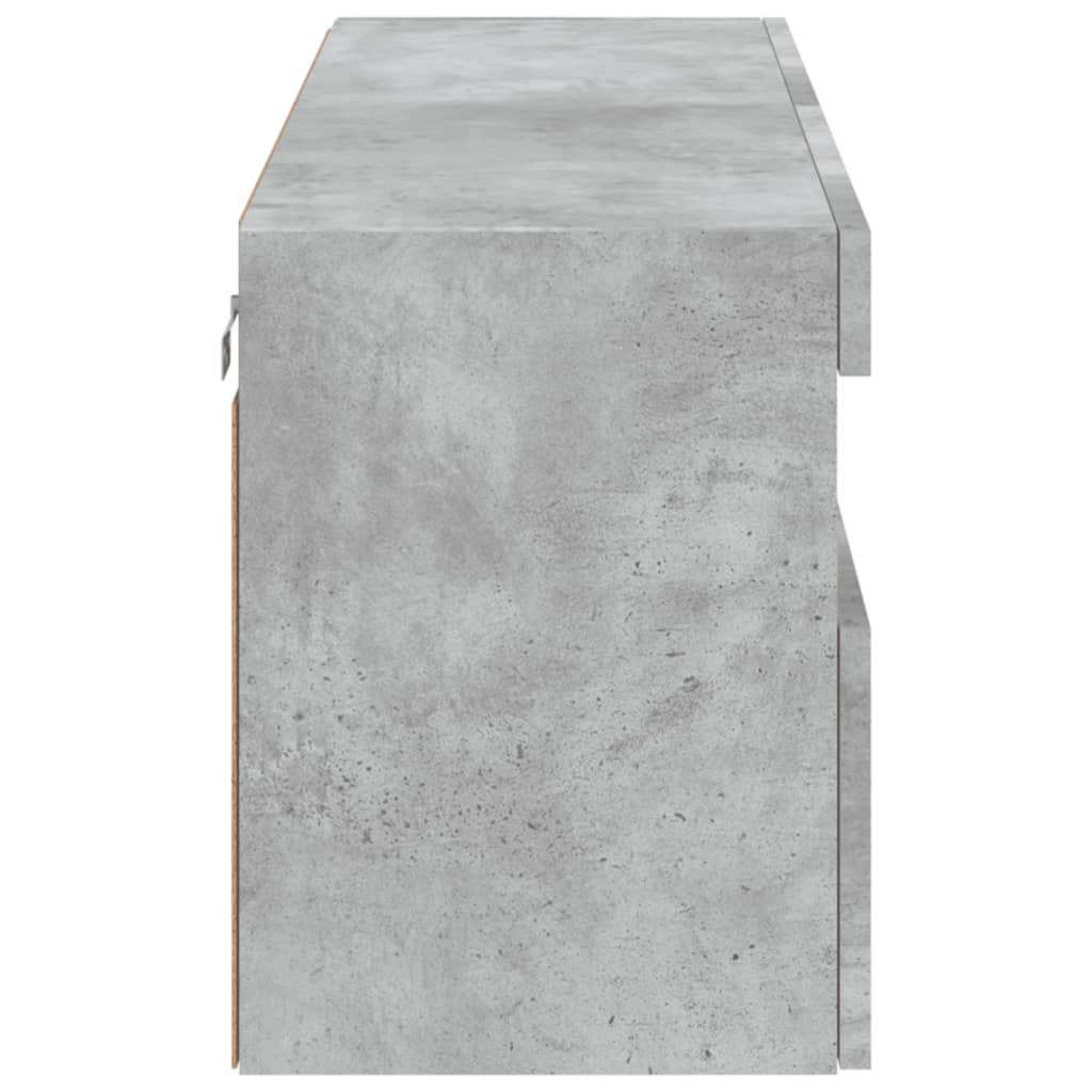 Mobile TV a Parete con Luci LED Grigio Cemento 100x30x40 cm | homemem39