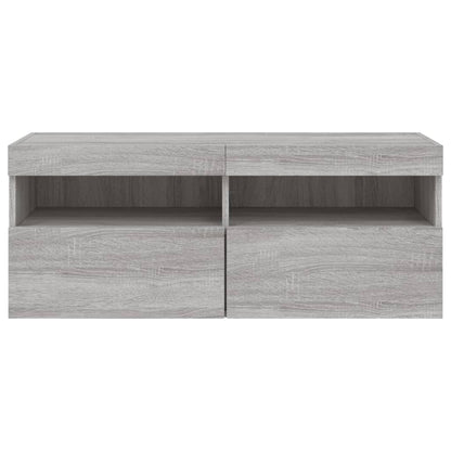 Mobile TV a Parete con Luci LED Grigio Sonoma 100x30x40 cm | homemem39
