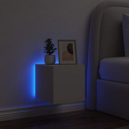 Mobile TV a Parete con Luci LED Bianco 30,5x35x30 cm