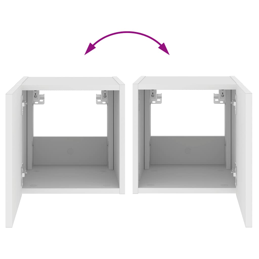 Mobili TV a Parete con Luci LED 2pz Bianchi 30,5x35x30 cm