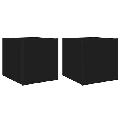Mobili TV a Parete con Luci LED 2pz Neri 30,5x35x30 cm