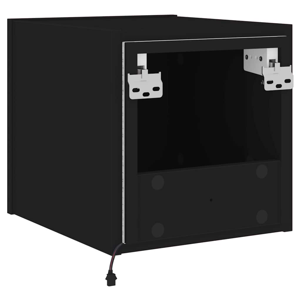 Mobili TV a Parete con Luci LED 2pz Neri 30,5x35x30 cm