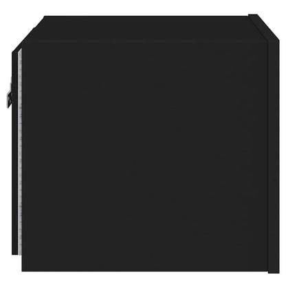 Mobili TV a Parete con Luci LED 2pz Neri 30,5x35x30 cm