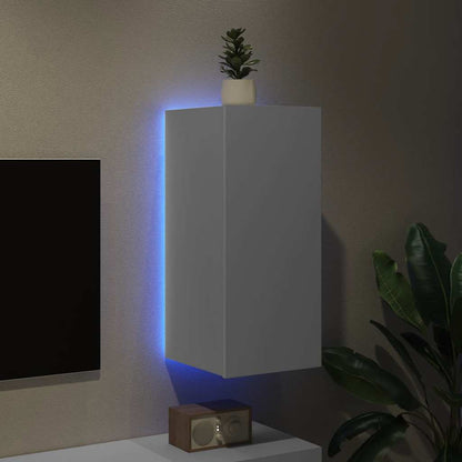 Mobile TV a Parete con Luci LED Bianco 30,5x35x70 cm