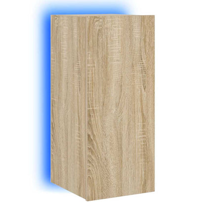Mobile TV a Parete con Luci LED Rovere Sonoma 30,5x35x70 cm